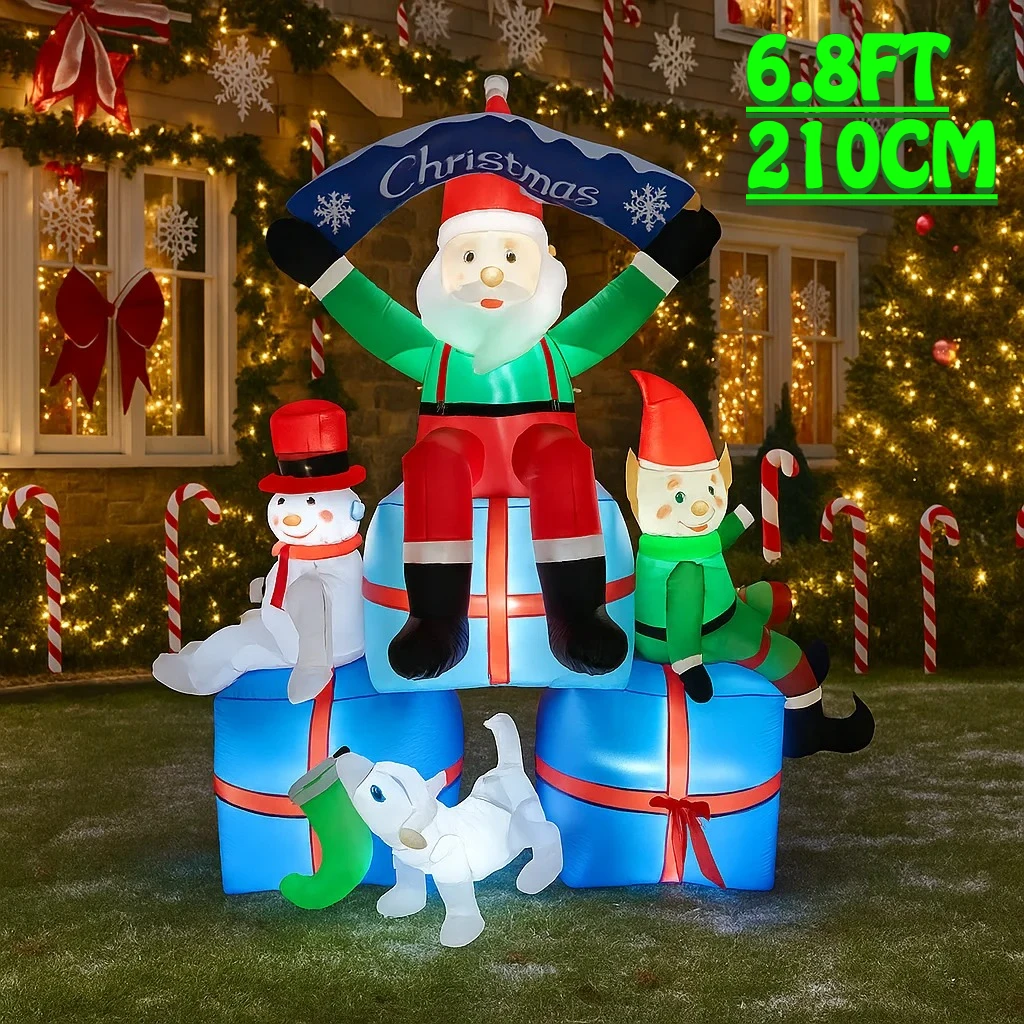 2.1M/6.8FT Snowman Santa Elf D - Santa'S Elves Holiday Lighting & Decor Llc 评论和价格