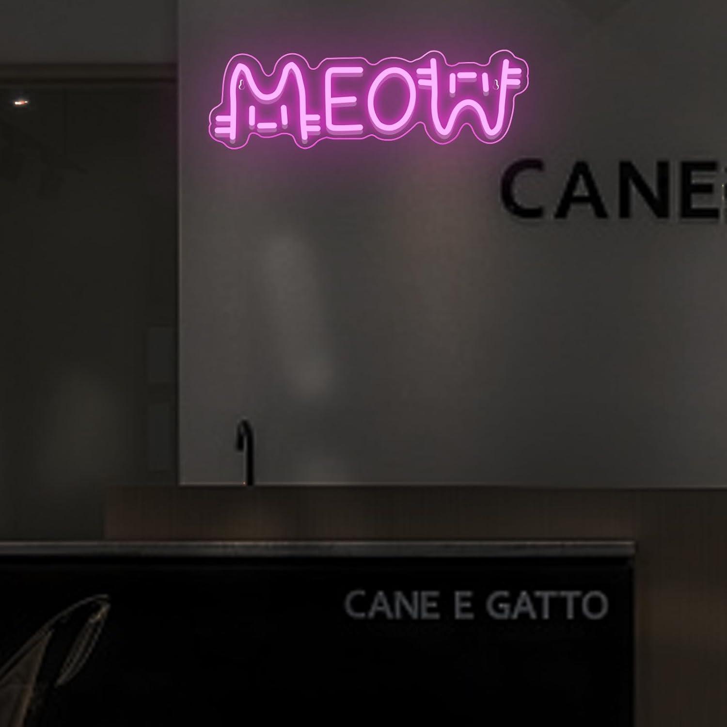 Meow Neon Sign Cat USB Powered - Lighting Decor For House 评论和价格