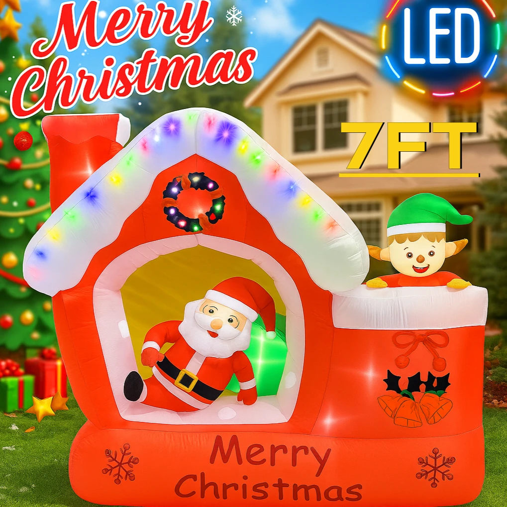 7FT Giant Christmas Inflatable - Santa'S Elves Holiday Lighting & Decor Llc 评论和价格