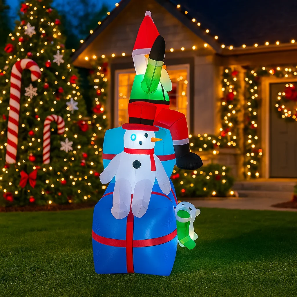 2.1M/6.8FT Santa Snowman Elf D - Santa'S Elves Holiday Lighting & Decor Llc 评论和价格